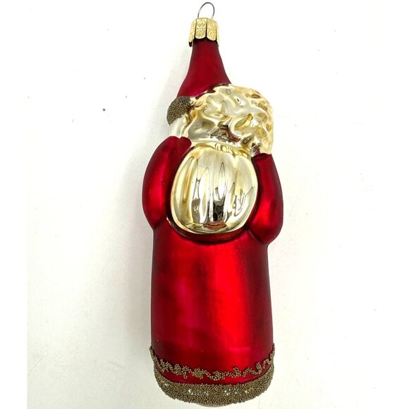 Vintage Style Holiday Hand-Painted Glass Santa Claus Christmas Ornament Red/Gold - Picture 3 of 6